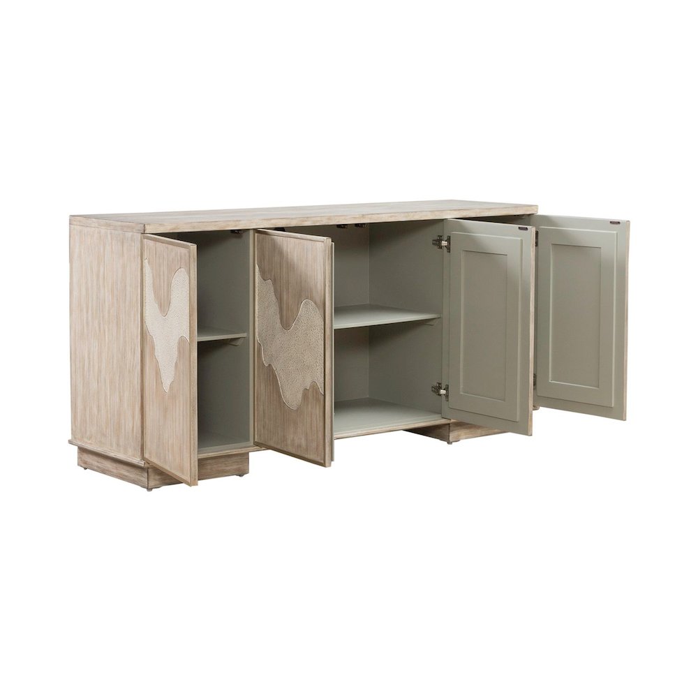 Terrace Storage 4 Door Accent Cabinet Eclectic Natural Wood Design - Grey Brown. Picture 8