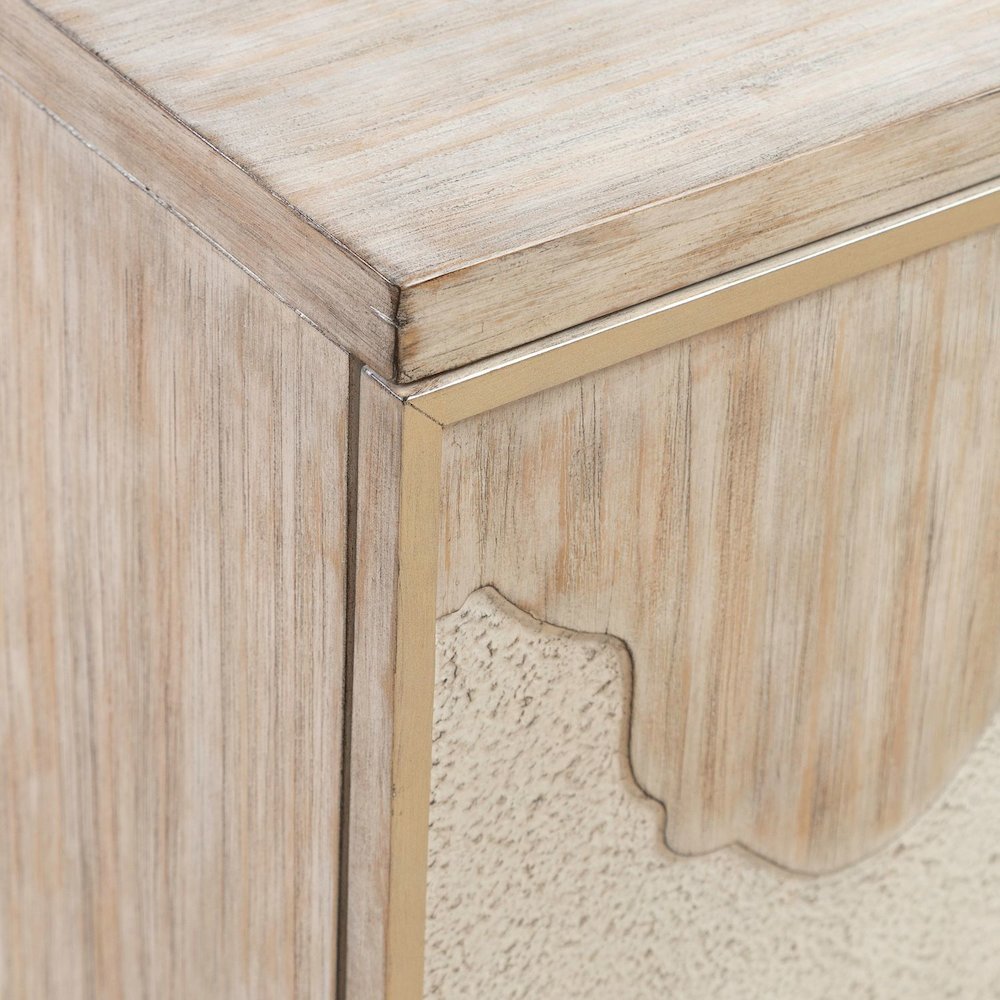 Terrace Storage 4 Door Accent Cabinet Eclectic Natural Wood Design - Grey Brown. Picture 9