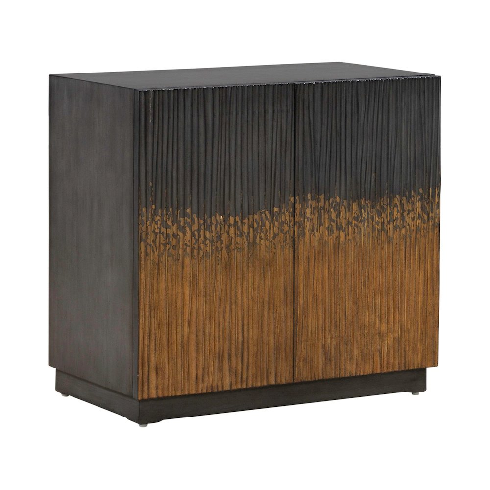 Fiore Storage 2 Door Accent Cabinet Eclectic Dancing Gold Flame - Satin Espresso. Picture 1