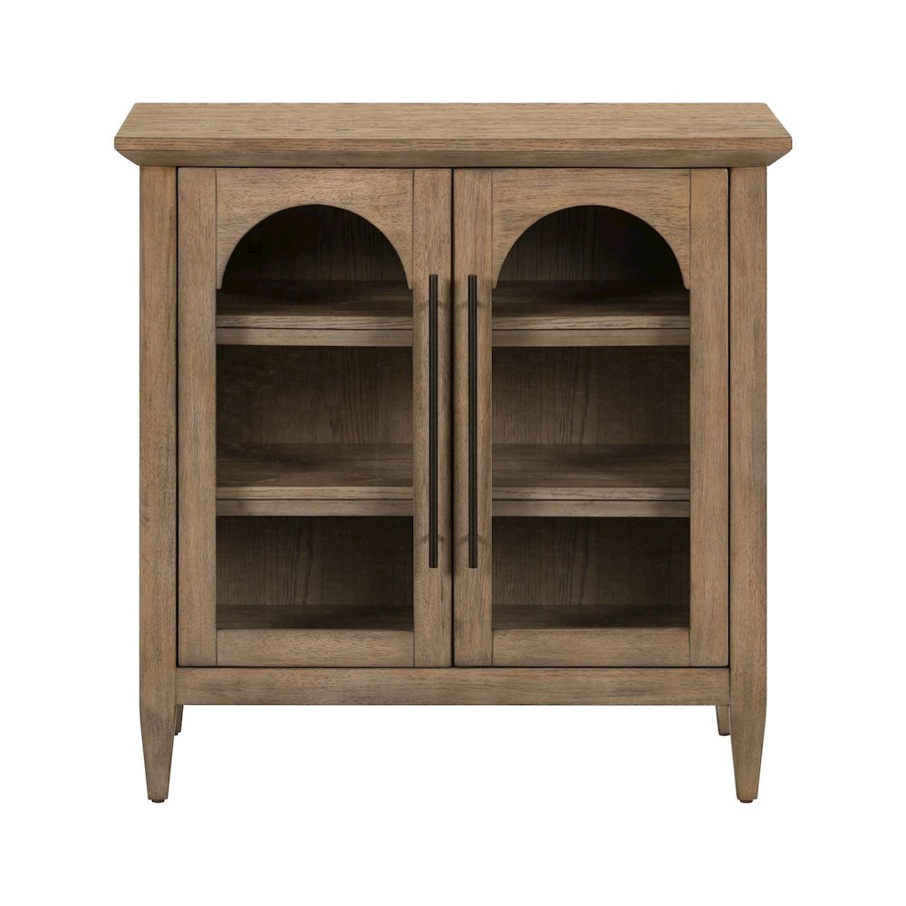 Pavilion 2 Door Accent Cabinet Eclectic Glass Door - Natural Oak Wood. Picture 3