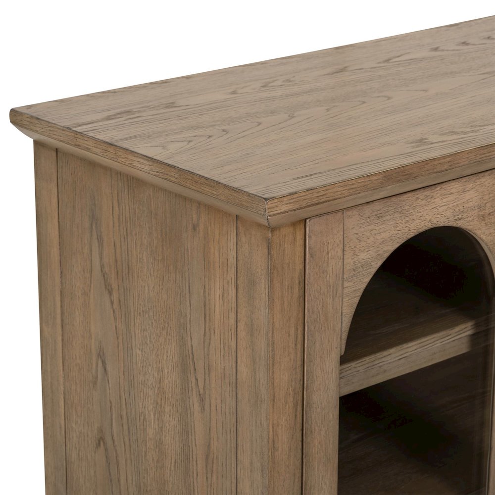 Pavilion 2 Door Accent Cabinet Eclectic Glass Door - Natural Oak Wood. Picture 8