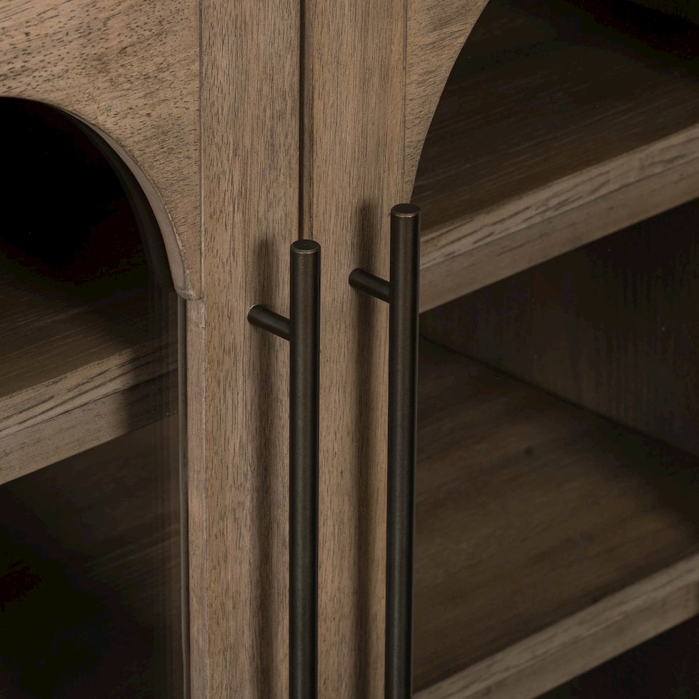 Pavilion 2 Door Accent Cabinet Eclectic Glass Door - Natural Oak Wood. Picture 9