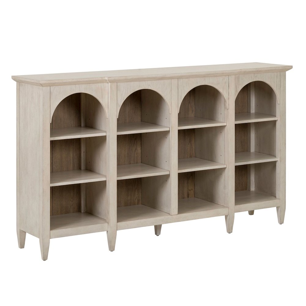 Accent Cabinet Eclectic Open Front 8 Adjustable Shelves - Natural Oak Wood. Picture 1