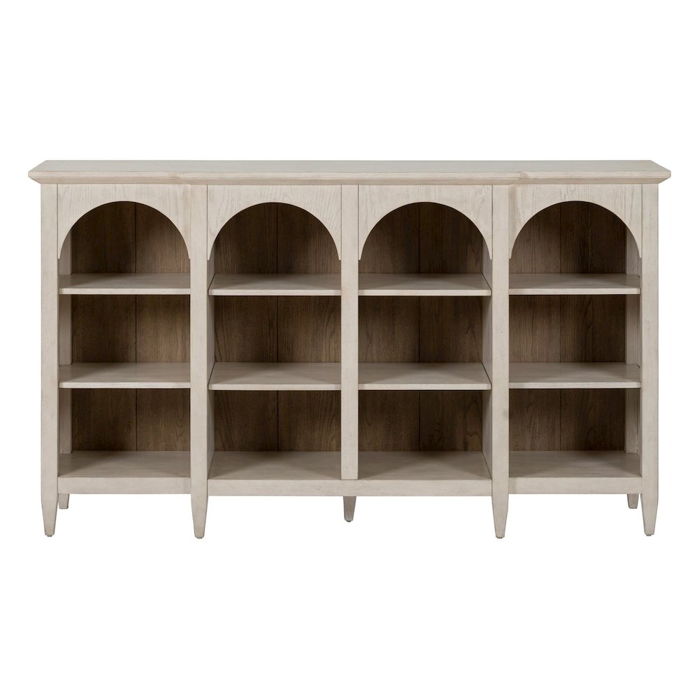 Accent Cabinet Eclectic Open Front 8 Adjustable Shelves - Natural Oak Wood. Picture 3