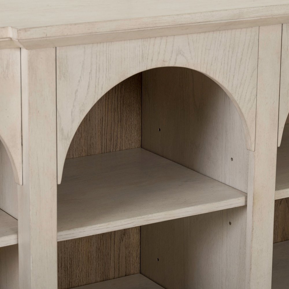 Accent Cabinet Eclectic Open Front 8 Adjustable Shelves - Natural Oak Wood. Picture 8