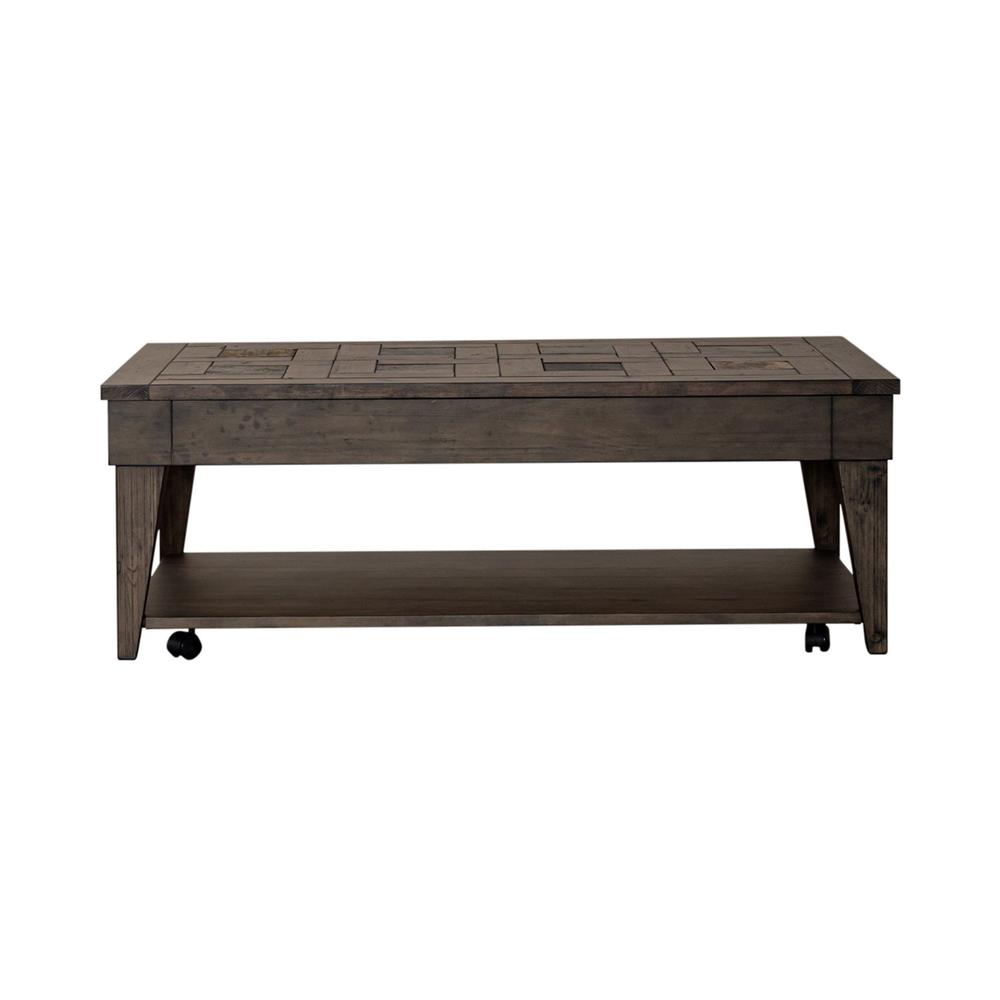 Arrowcreek Lift Top Cocktail Table in Weathered Stone. Picture 5