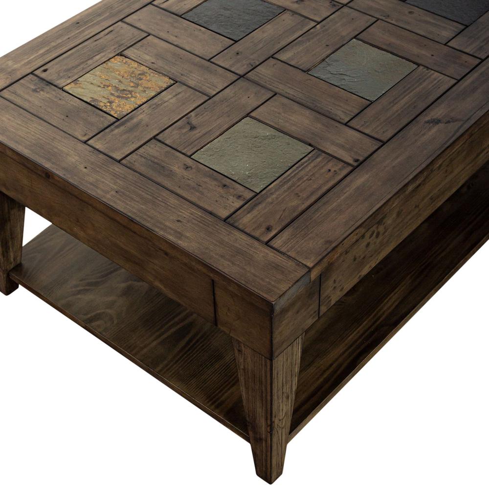 Arrowcreek Lift Top Cocktail Table in Weathered Stone. Picture 6