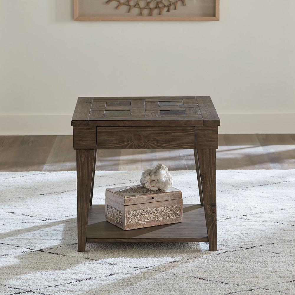 Arrowcreek End Table in Weathered Stone. Picture 5