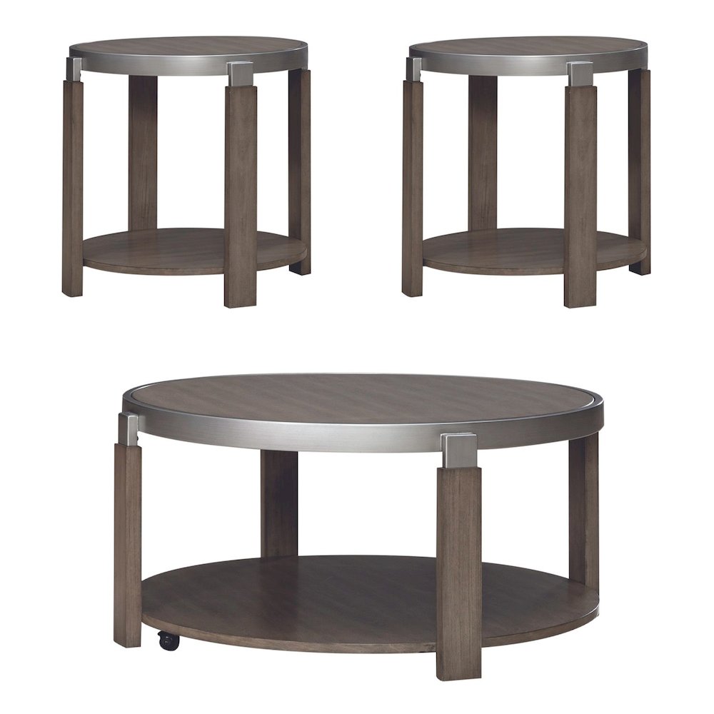 Sutton 3 Piece Set for Living Room - Cocktail Table, 2 End Tables -Bleached Sand. Picture 1