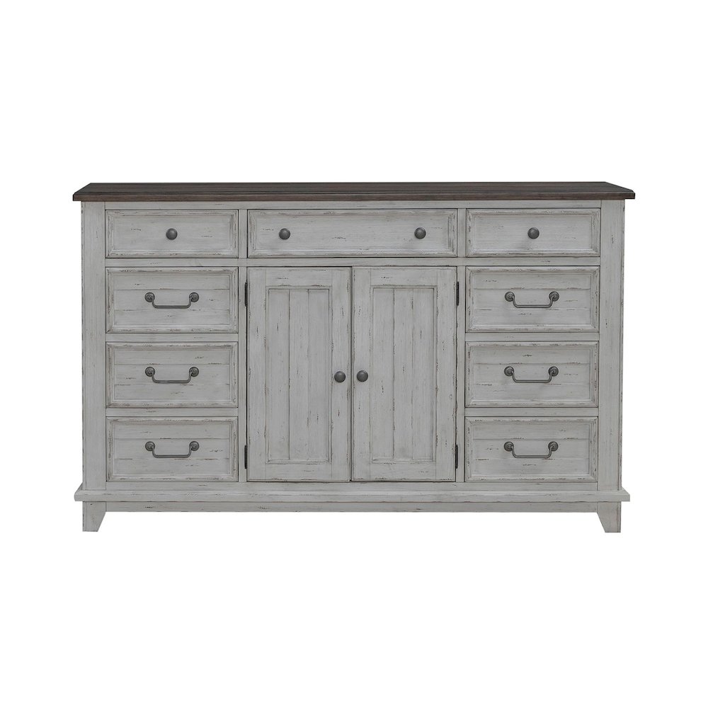 River Place 2 Door 9 Drawer Bedroom Dresser Cottage - Riverstone White & Tobacco. Picture 3