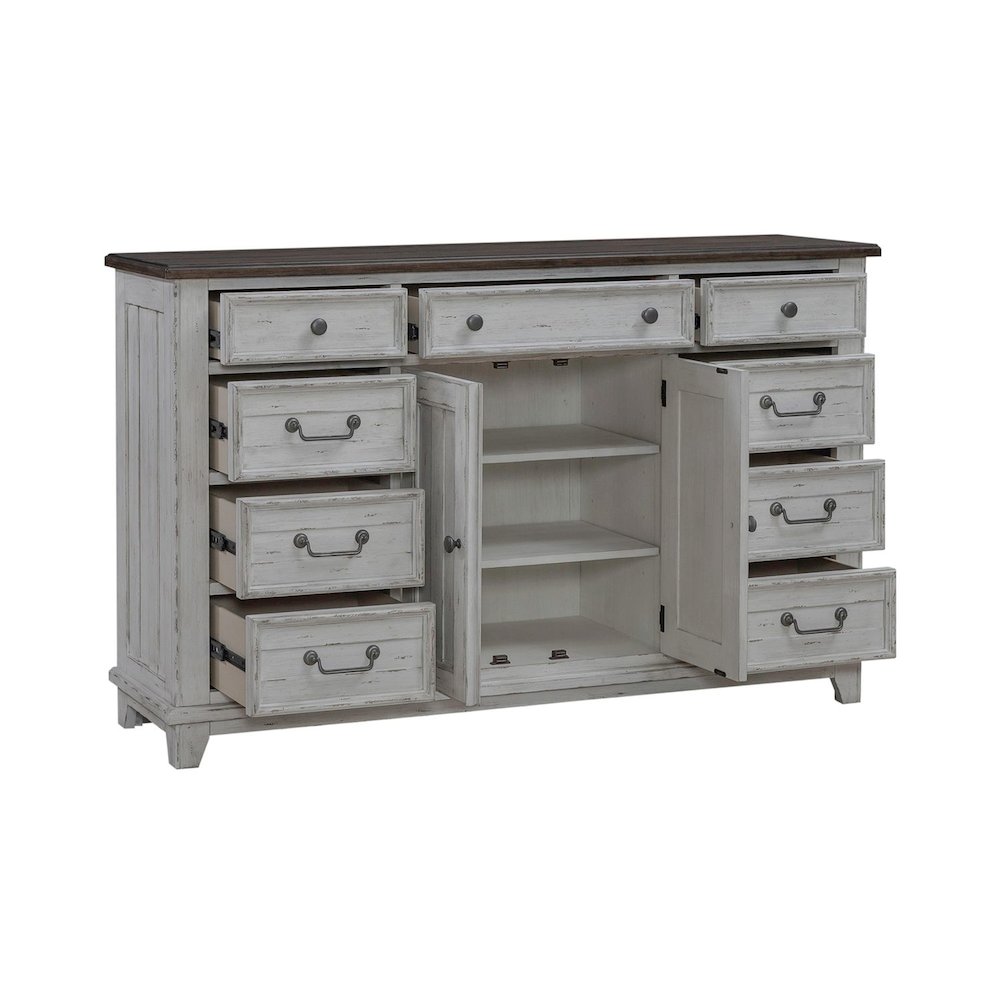 River Place 2 Door 9 Drawer Bedroom Dresser Cottage - Riverstone White & Tobacco. Picture 7
