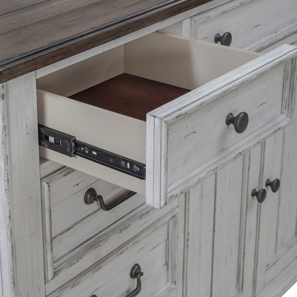 River Place 2 Door 9 Drawer Bedroom Dresser Cottage - Riverstone White & Tobacco. Picture 9