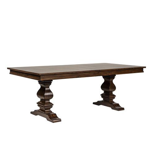 Armand 5 Piece Trestle Table Set in Antique Brownstone. Picture 4