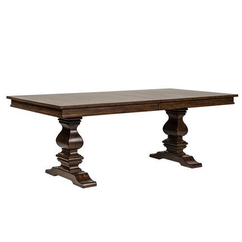 Armand 7 Piece Trestle Table Set in Antique Brownstone. Picture 2