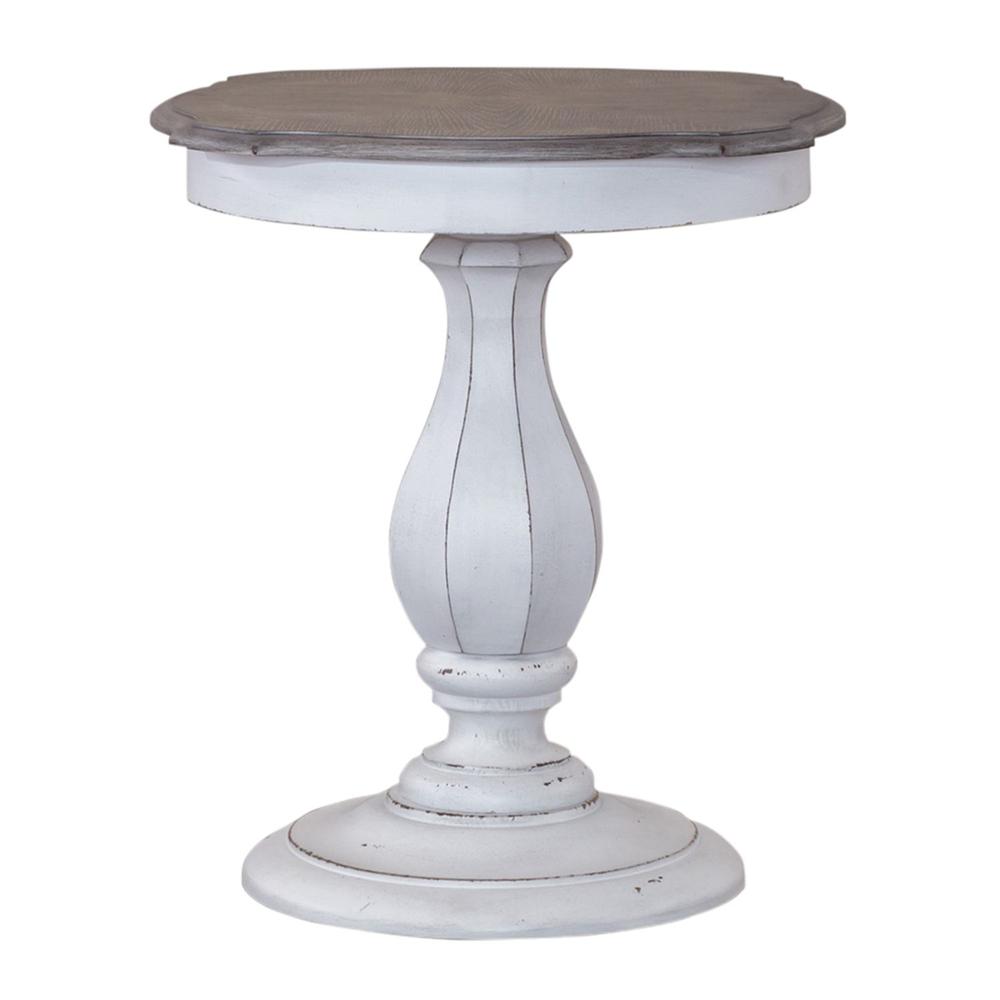 Magnolia Manor Round Accent Table in Antique White. Picture 1