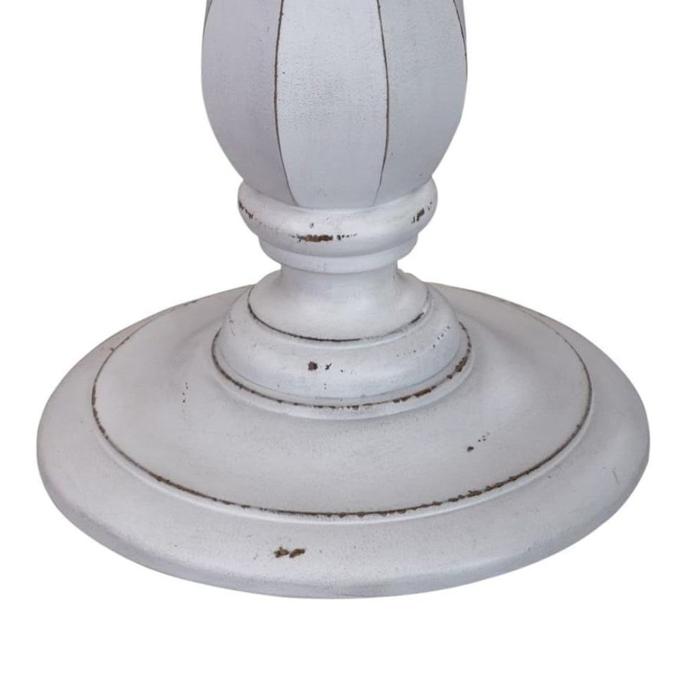 Antique White Accent Table with Round Top, Rustic Side Table Style. Picture 8