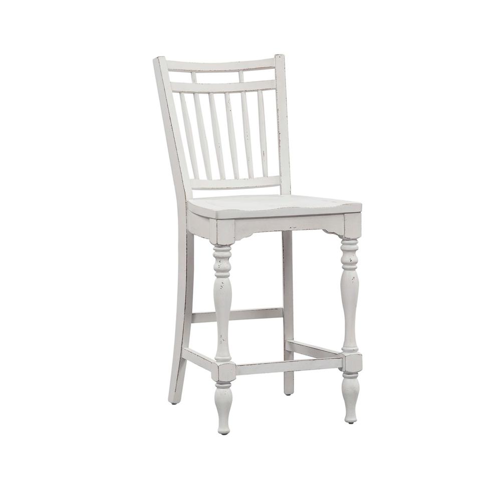 Magnolia Manor Spindle Back Counter Chair (RTA) in Antique White. Picture 1