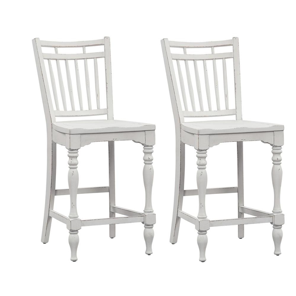 Magnolia Manor Spindle Back Counter Chair (RTA)-Set of 2 in Antique White. Picture 1