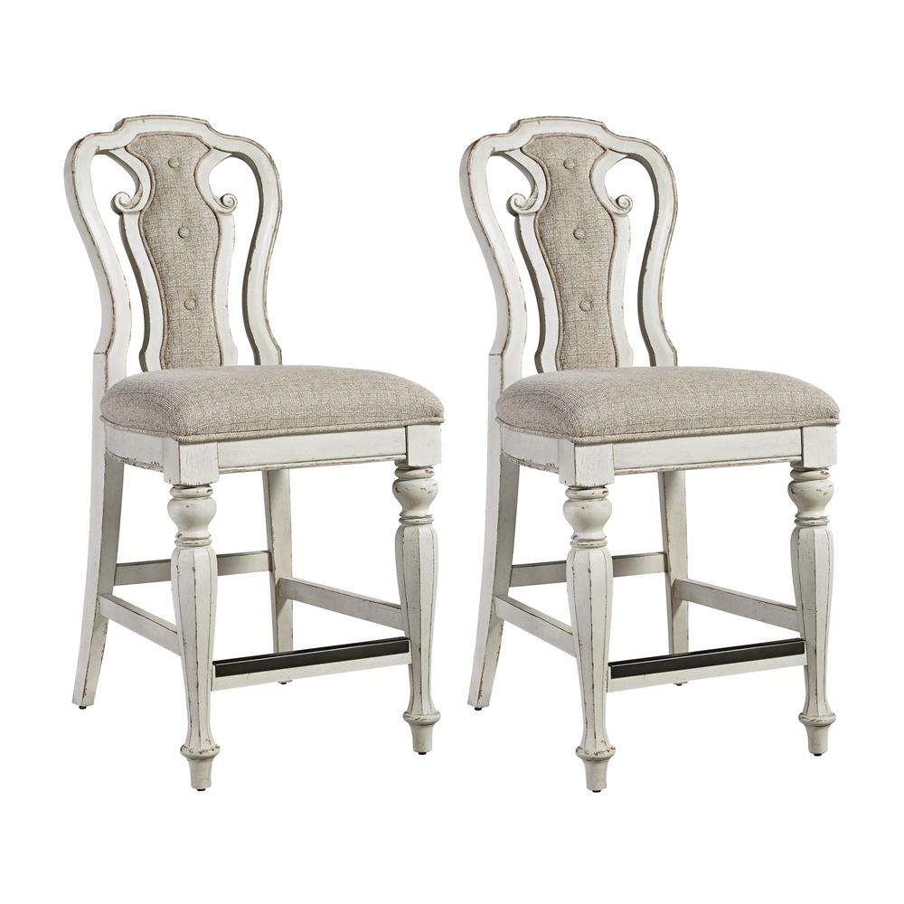 Magnolia Manor Counter Height Chair (RTA)-Set of 2 in Antique White. Picture 1