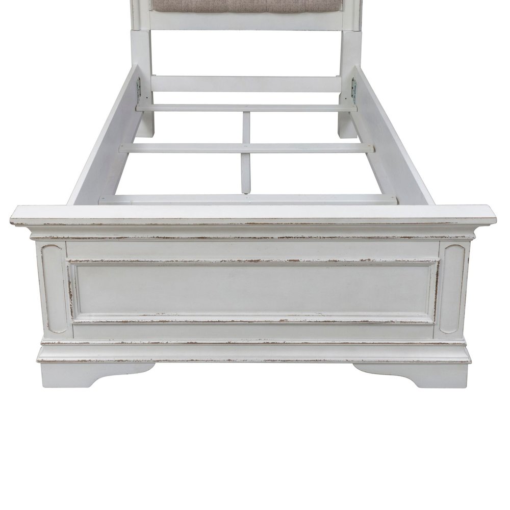Magnolia Manor Twin Panel Bed Footboard - Antique White & Weathered Bark. Picture 2