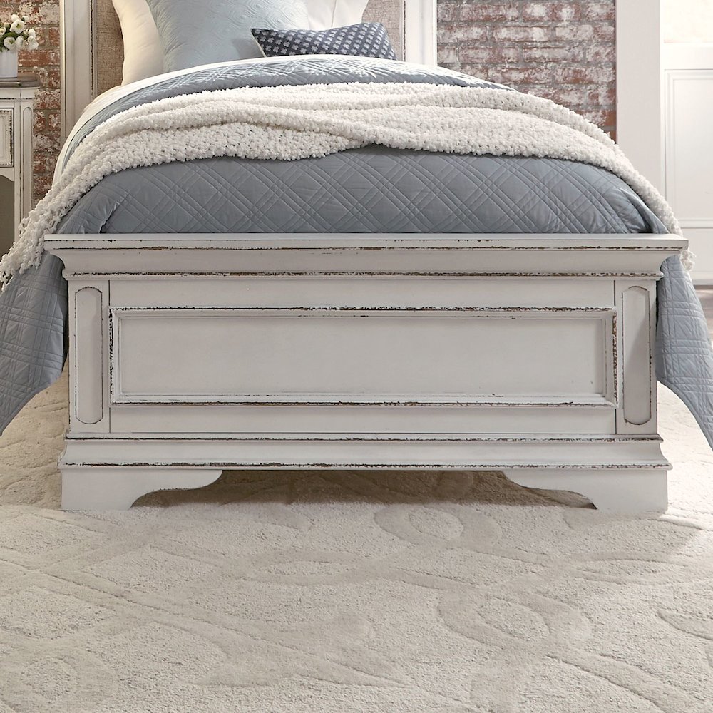 Magnolia Manor Twin Panel Bed Footboard - Antique White & Weathered Bark. Picture 1