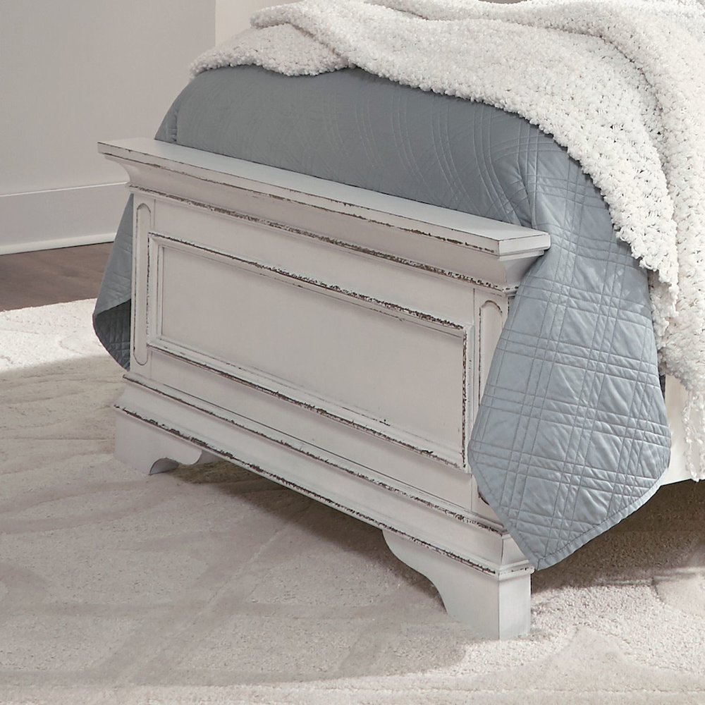 Magnolia Manor Twin Panel Bed Footboard - Antique White & Weathered Bark. Picture 4