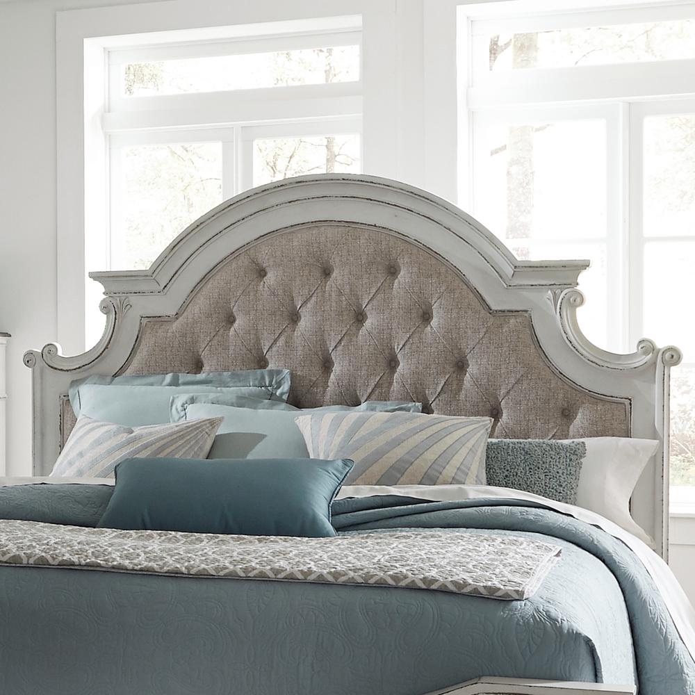 Magnolia Manor Queen Upholstered Panel Headboard in Antique White. Picture 2