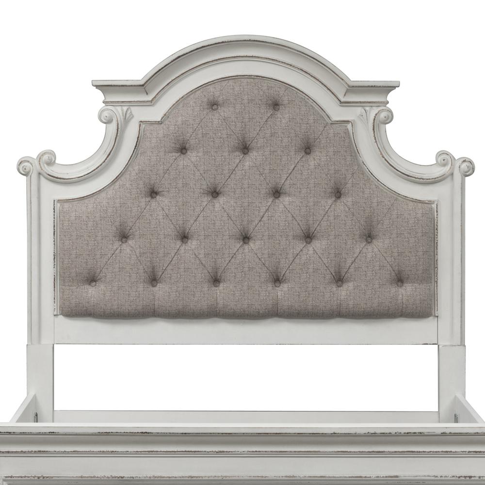Magnolia Manor Queen Upholstered Panel Headboard in Antique White. Picture 1