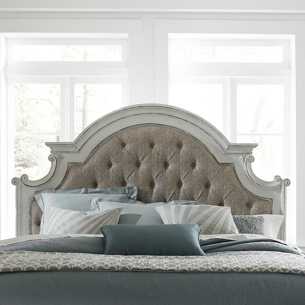 Magnolia Manor Queen Upholstered Panel Headboard in Antique White. Picture 3