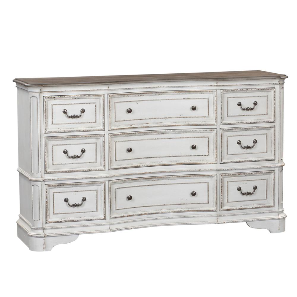 Magnolia Manor 9 Drawer Dresser in Antique White. Picture 2