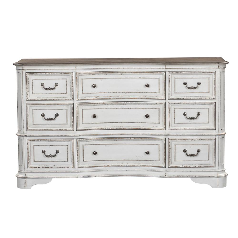 Magnolia Manor 9 Drawer Dresser in Antique White. Picture 1