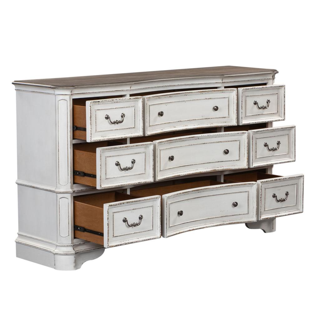 Magnolia Manor 9 Drawer Dresser in Antique White. Picture 5