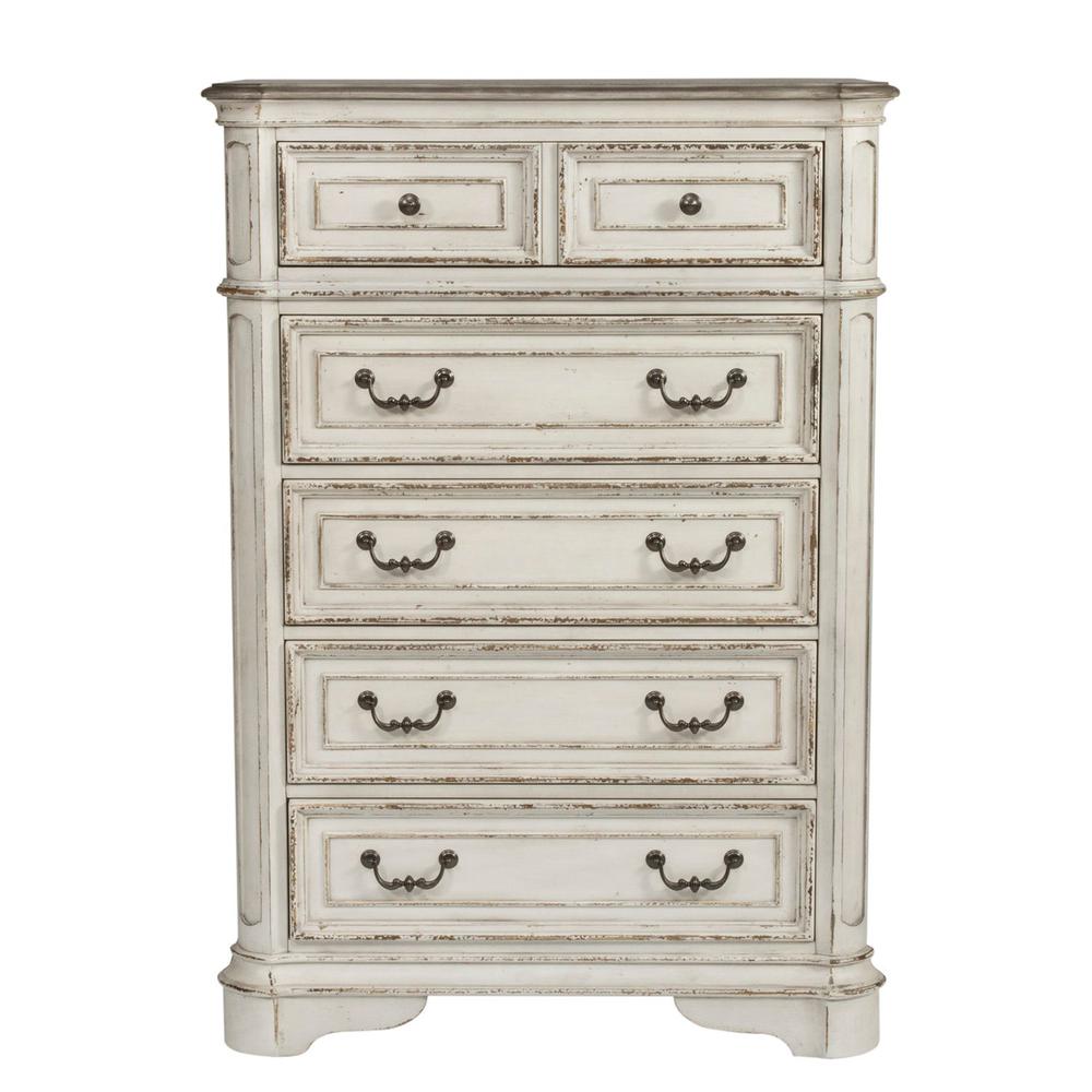 Magnolia Manor 5 Drawer Chest in Antique White. Picture 2