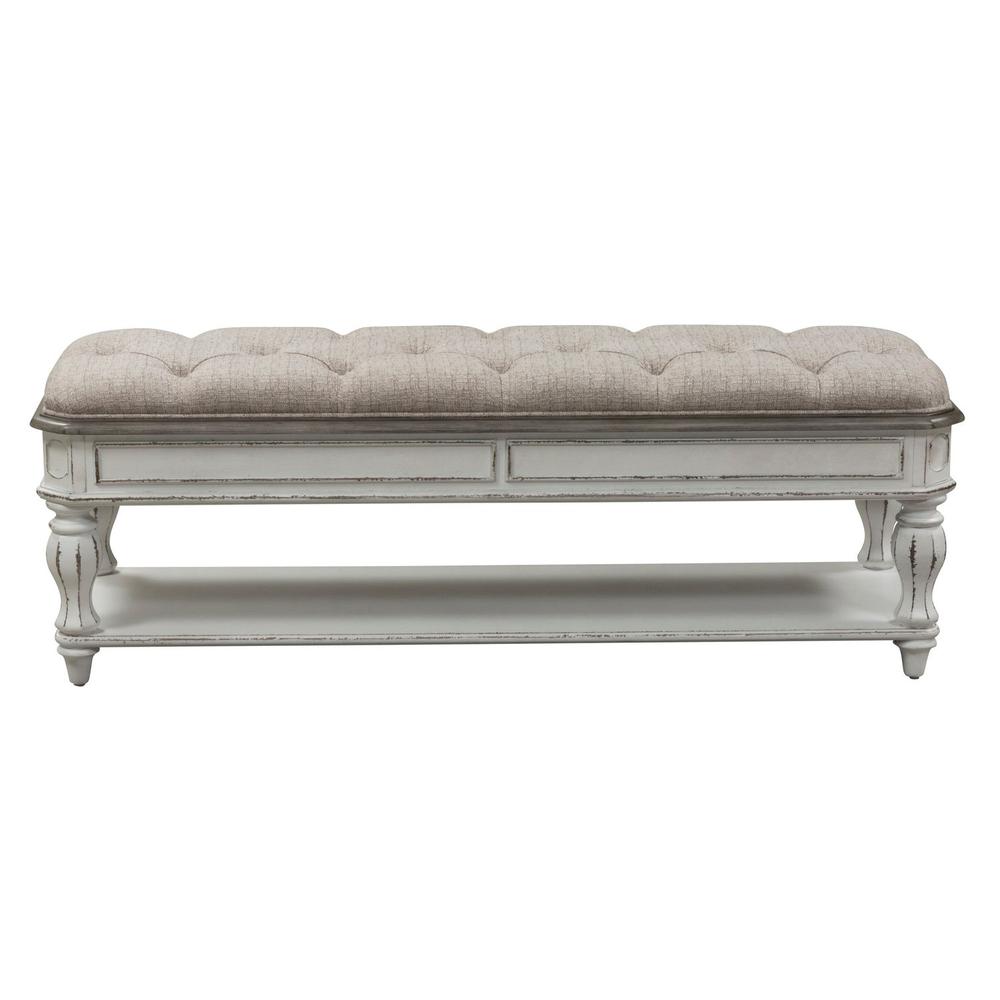 Magnolia Manor Bed Bench in Antique White. Picture 1