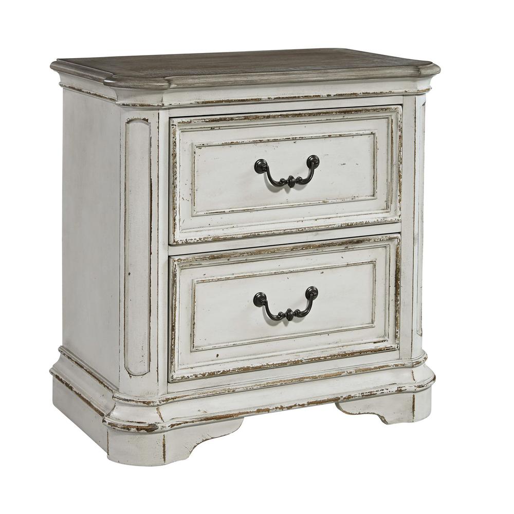 Magnolia Manor 2 Drawer Night Stand in Antique White. Picture 1