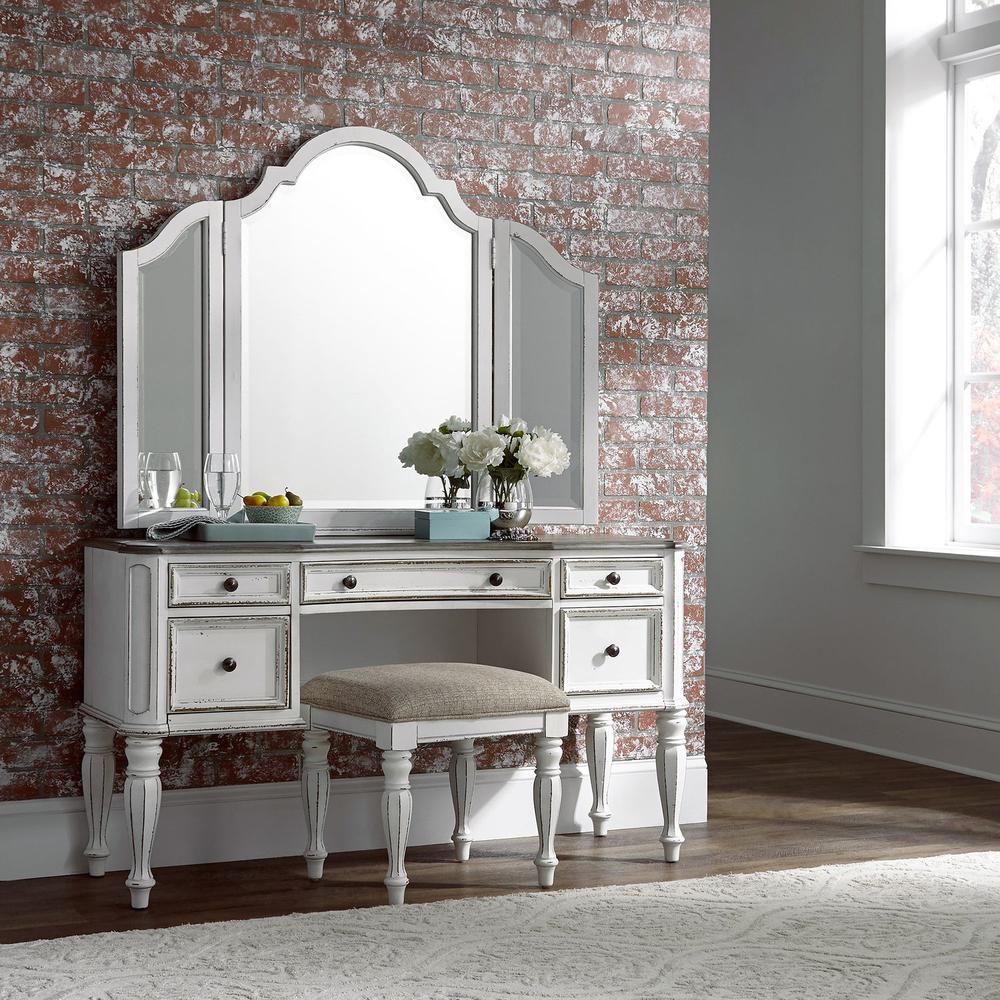 Magnolia Manor Vanity Stool in Antique White. Picture 4