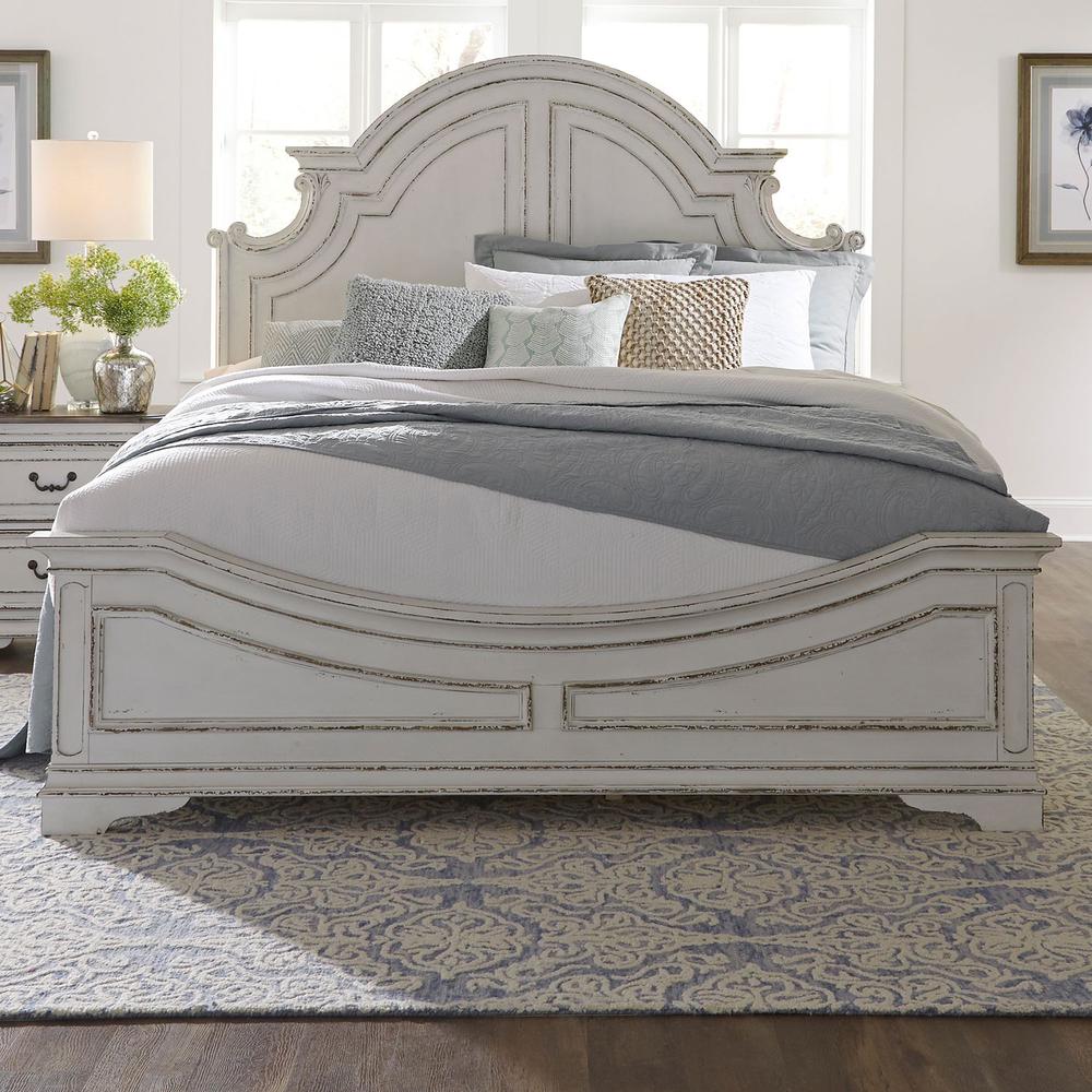 Magnolia Manor California King Panel Bed in Antique White. Picture 6
