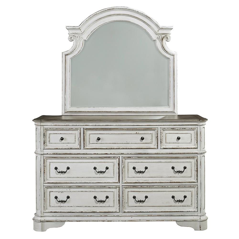 Magnolia Manor Dresser & Mirror in Antique White. Picture 1