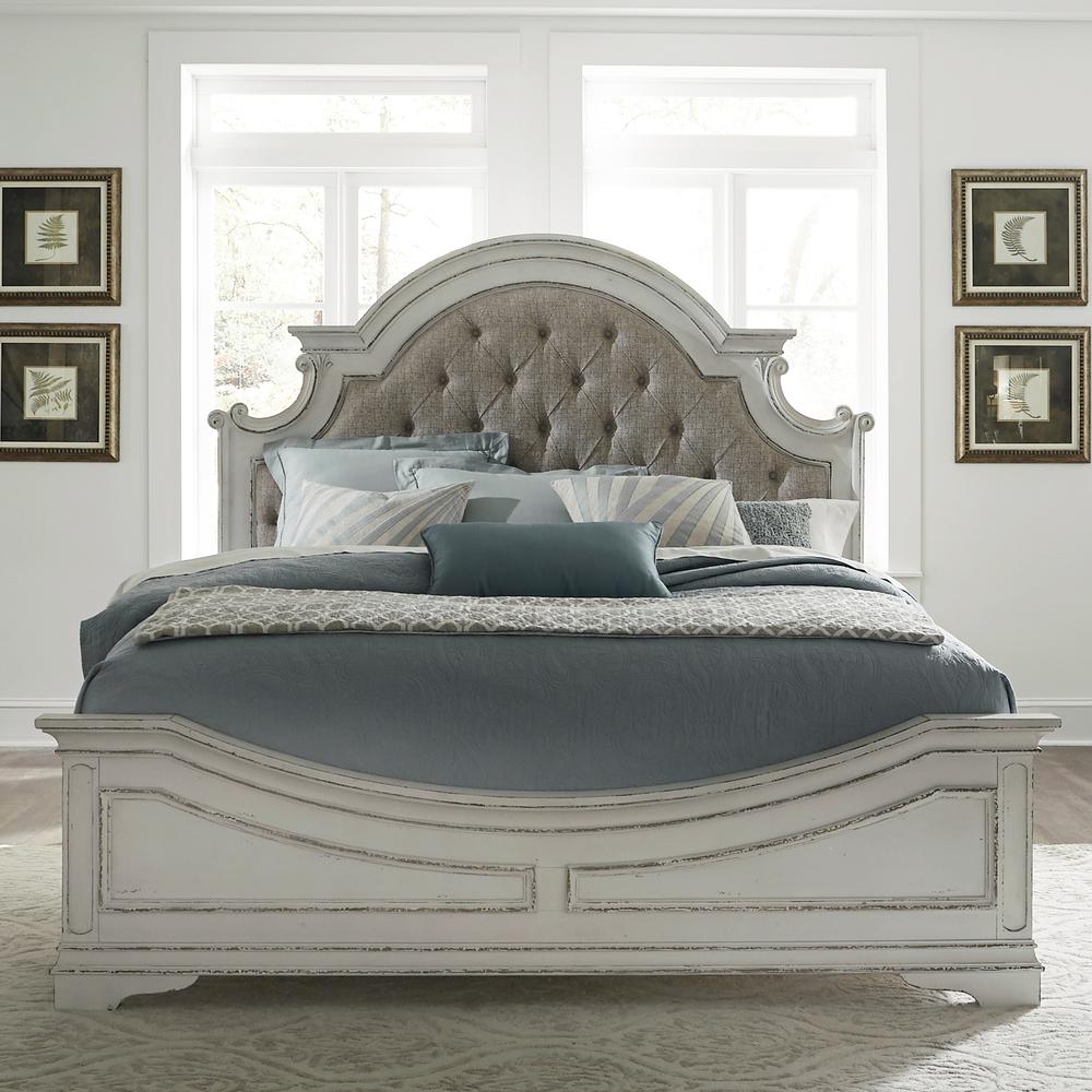 Magnolia Manor King Upholstered Bed in Antique White. Picture 2