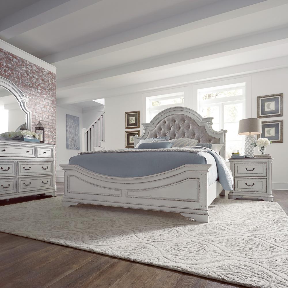 Magnolia Manor King Upholstered Bed in Antique White. Picture 3
