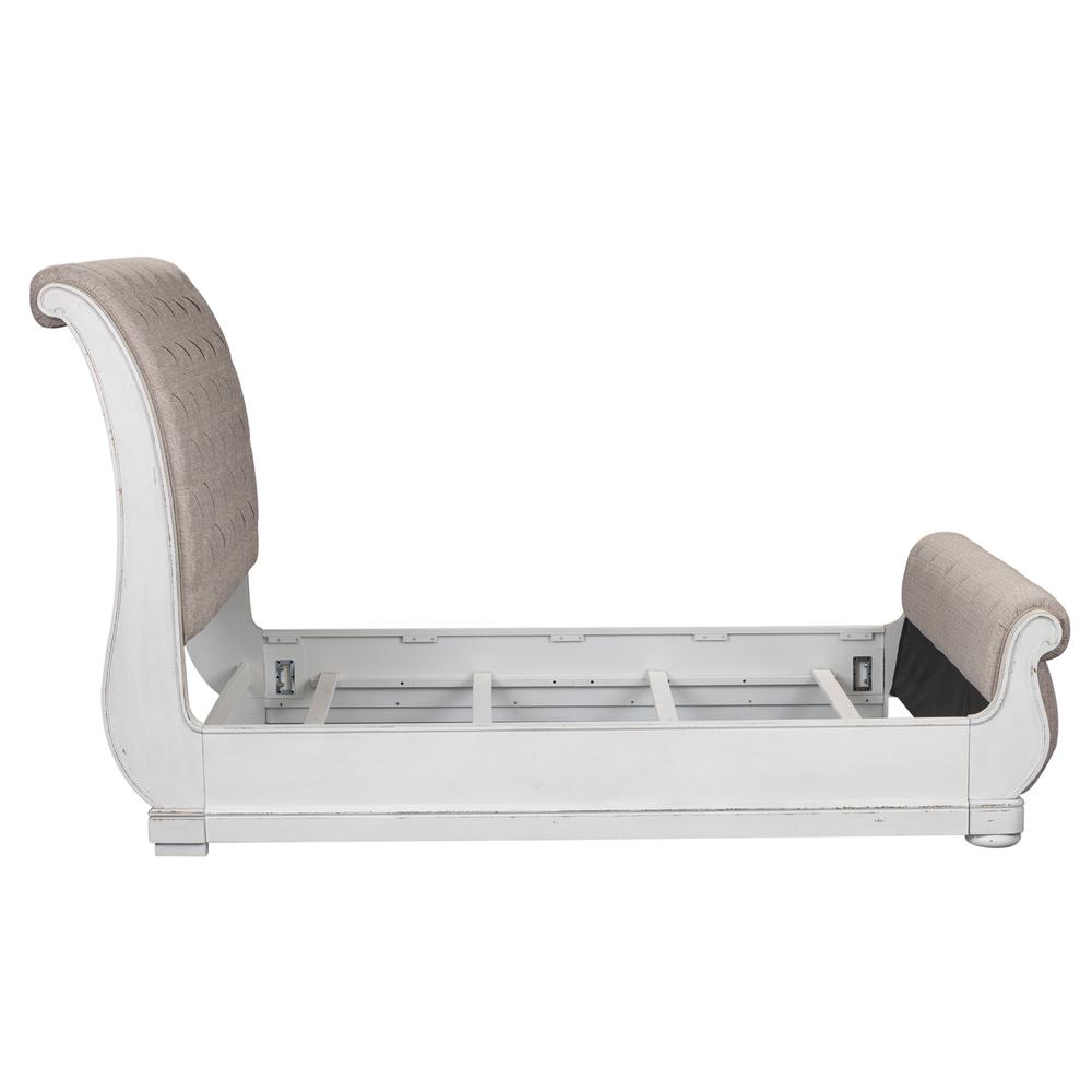 Magnolia Manor King Upholstered Sleigh Bed in Antique White. Picture 3