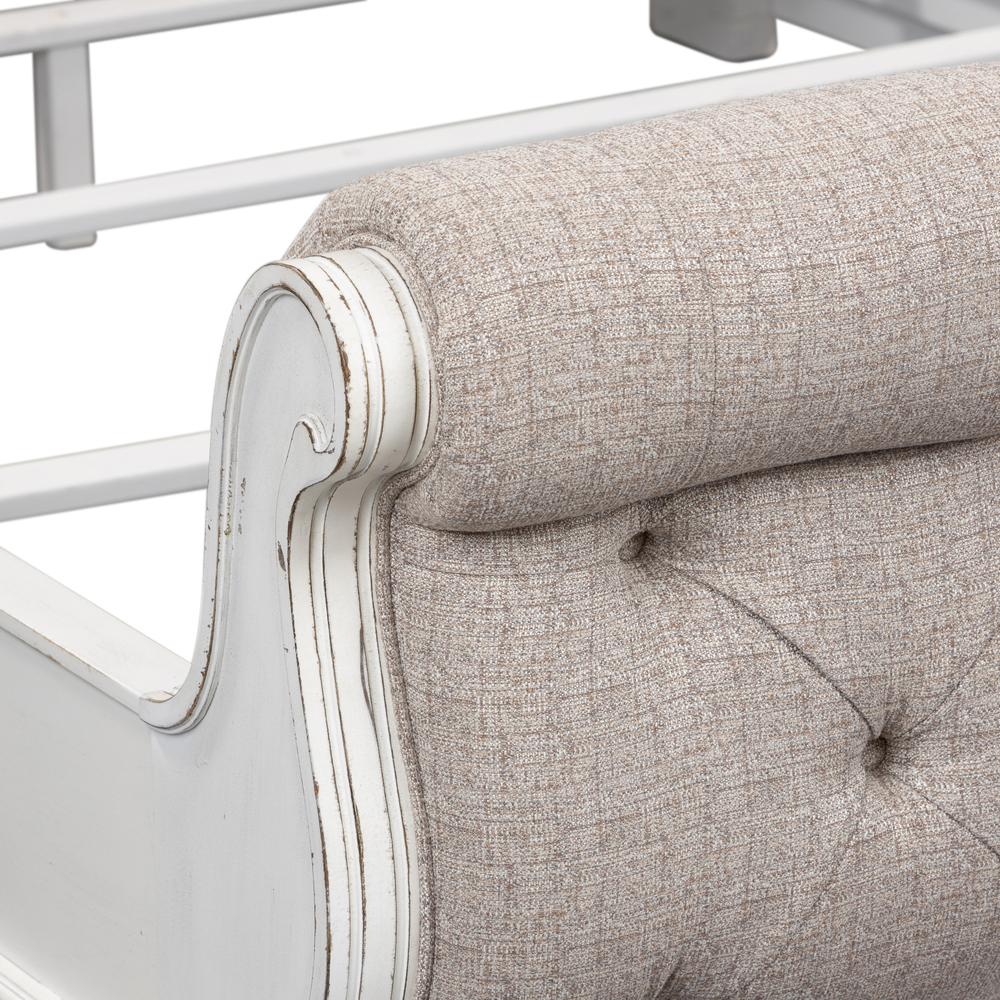 Magnolia Manor King Upholstered Sleigh Bed in Antique White. Picture 6