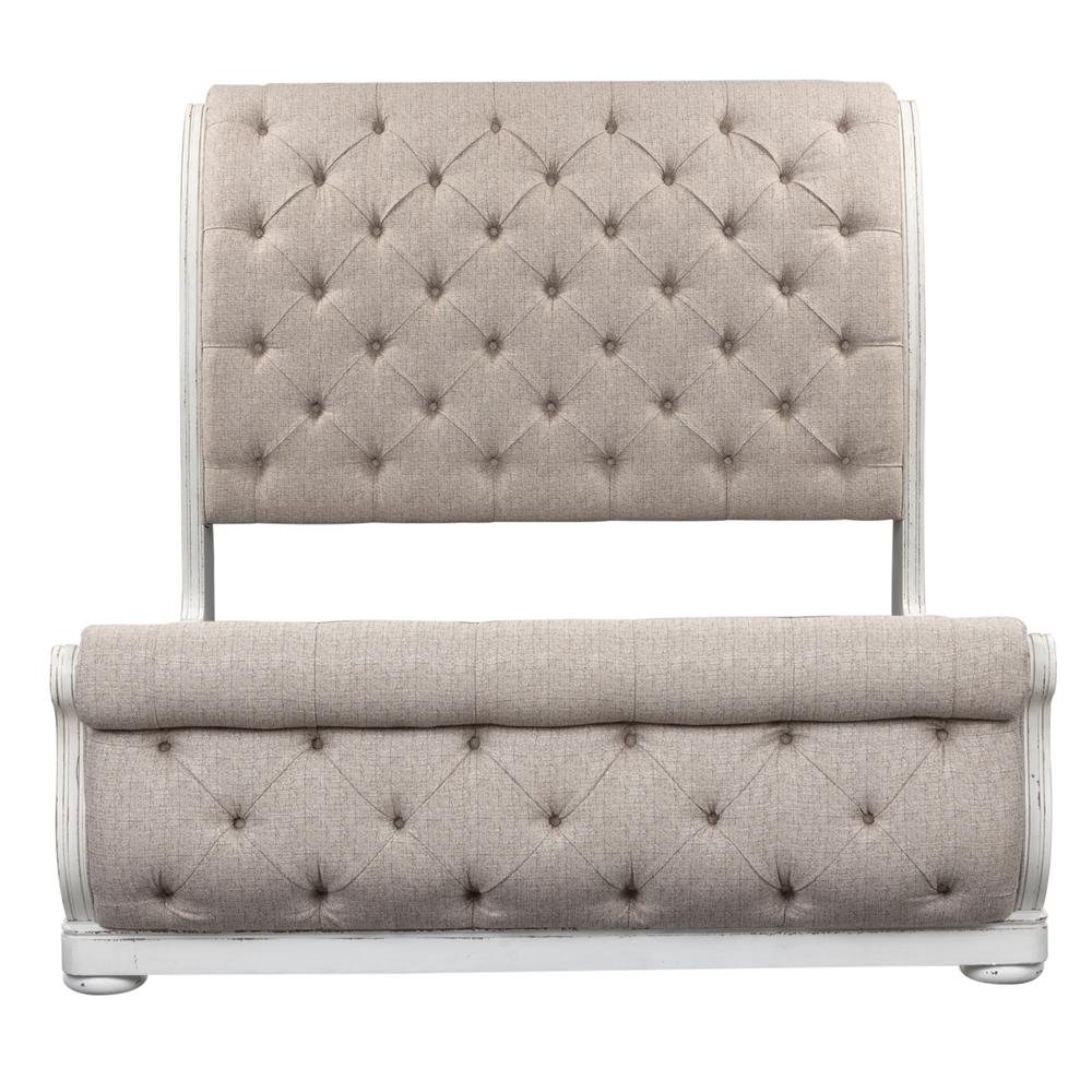 Magnolia Manor King Upholstered Sleigh Bed in Antique White. Picture 2