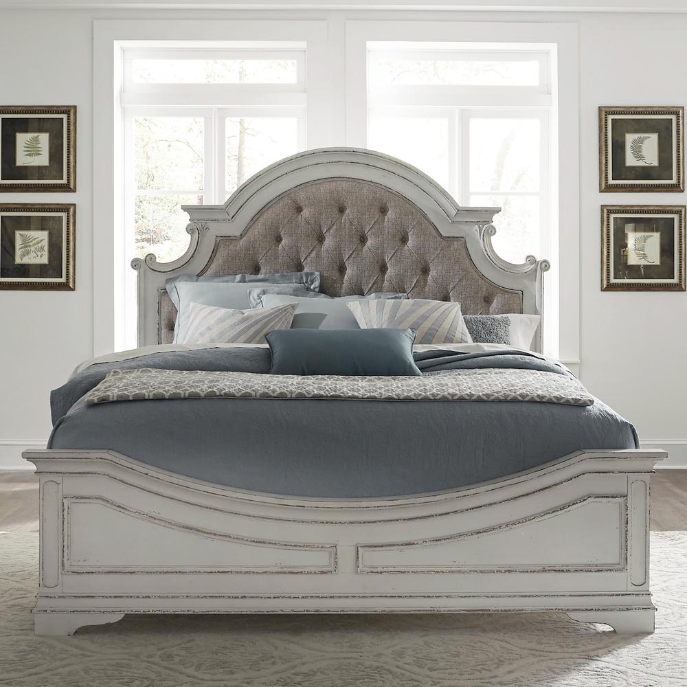 Magnolia Manor Queen Upholstered Bed in Antique White. Picture 2
