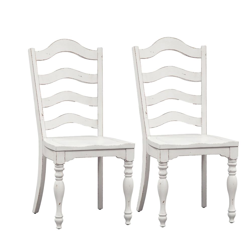 Magnolia Manor Ladder Back Side Chair (RTA)-Set of 2 in Antique White. Picture 1