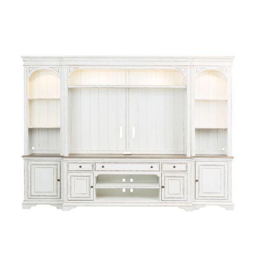 Magnolia Manor Entertainment Center with Piers in Antique White. Picture 3