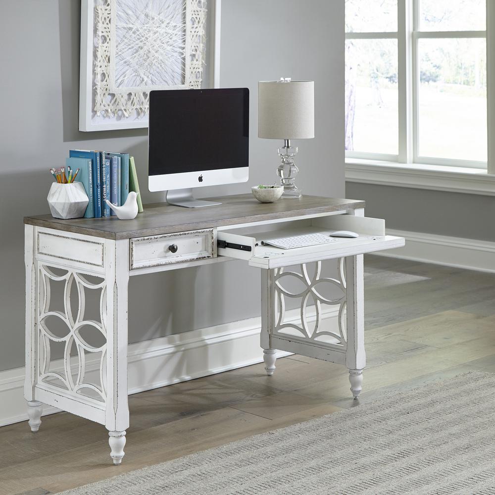 Magnolia Manor L Writing Desk in Antique White. Picture 1