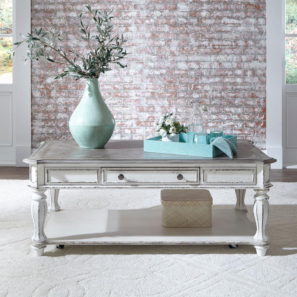 Magnolia Manor Rectangular Cocktail Table in Antique White. Picture 3