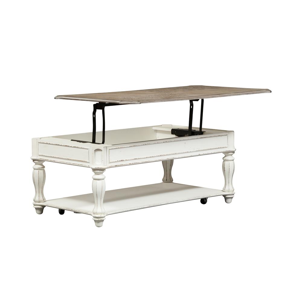 Magnolia Manor Lift Top Cocktail Table in Antique White. Picture 4