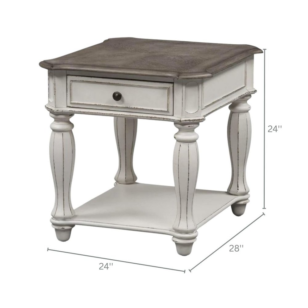 White Wooden End Table With Drawer and Shelf, Bedside Table for Bedroom. Picture 6